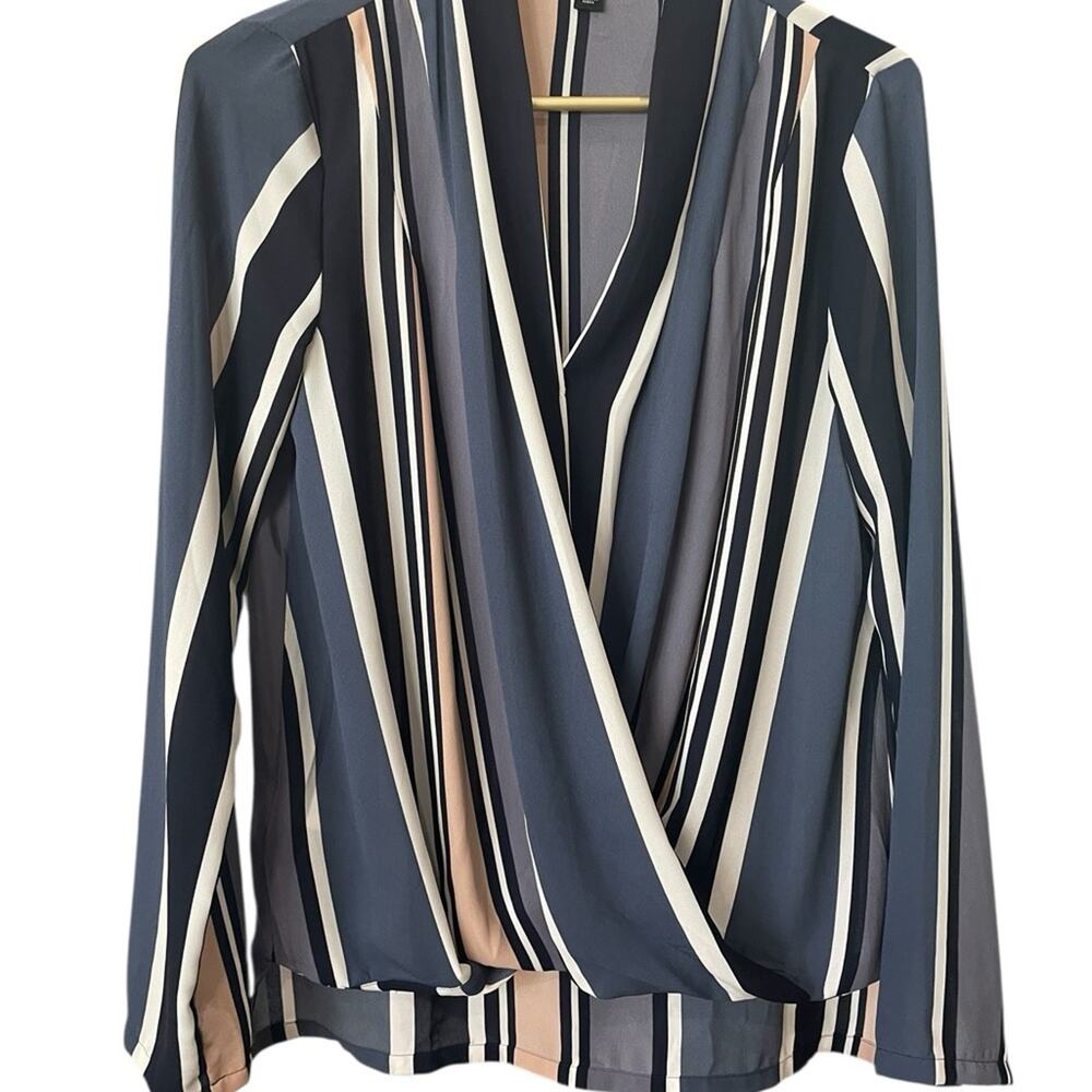 Ann Taylor Striped Blouse V-Neck Professional Luxe Office Chic Size S - Picture 2 of 9
